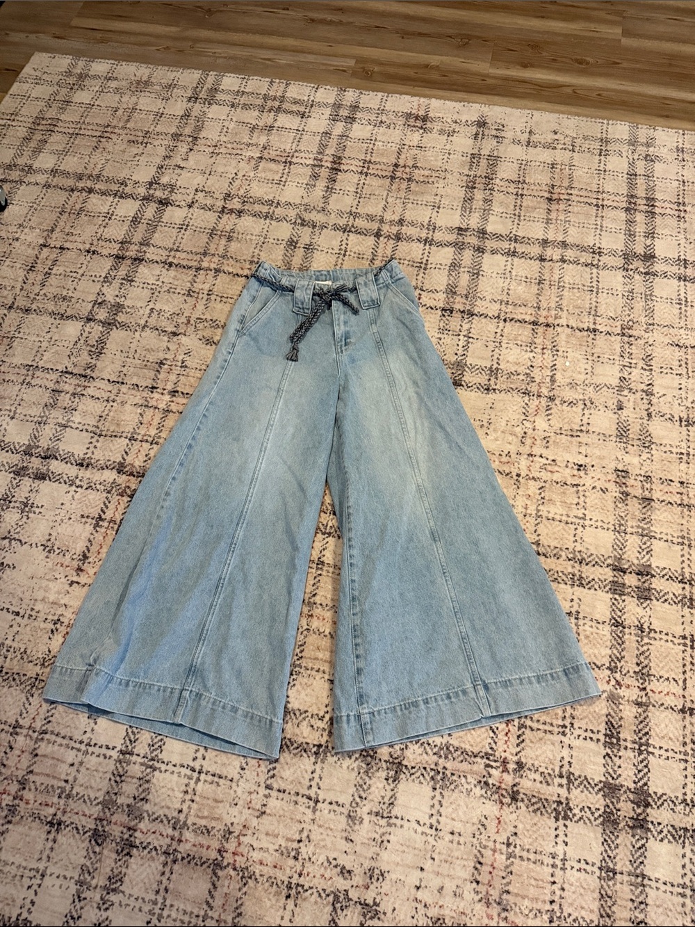 So Me Light Blue Wide Leg Denim with Drawstring